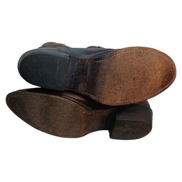 Mens Custom Made Dark Brown Leather Cowboy Boots - 10 EE
